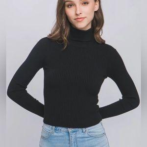 New York & Company Black Long Sleeve Turtleneck Top Size Medium